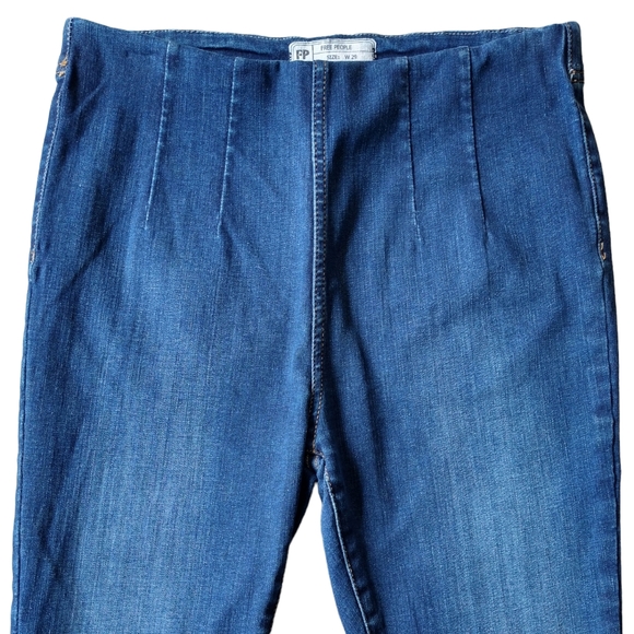 Free People Pull On Elastic Waist High Rise Ankle Skinny Jeans Modern - Picture 5 of 9